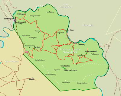 Richtersveld Transfrontier National Park Camps Map